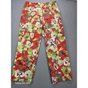 Peter Som Crop Pants 10 Floral Hawaiian Beach Resort Stretch Waist Resort Luxury